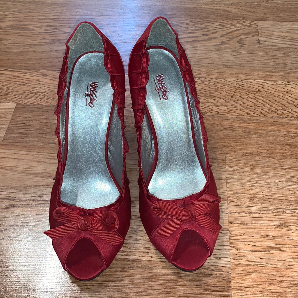 Ruby Red Heels With Open Toe